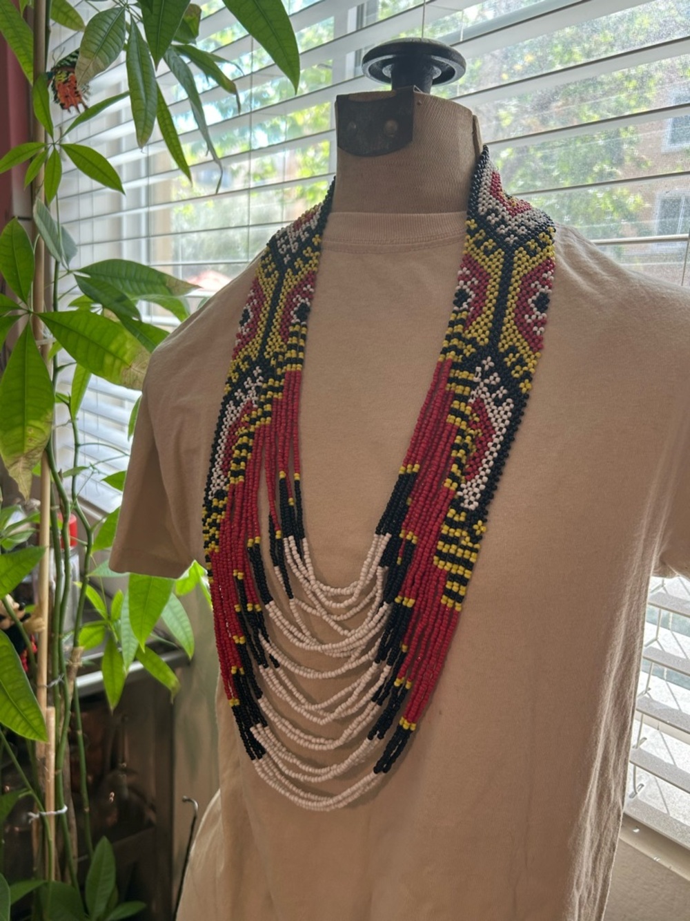 Philippine jewelry tribal T'Boli inspired statement necklace multicolored beaded
